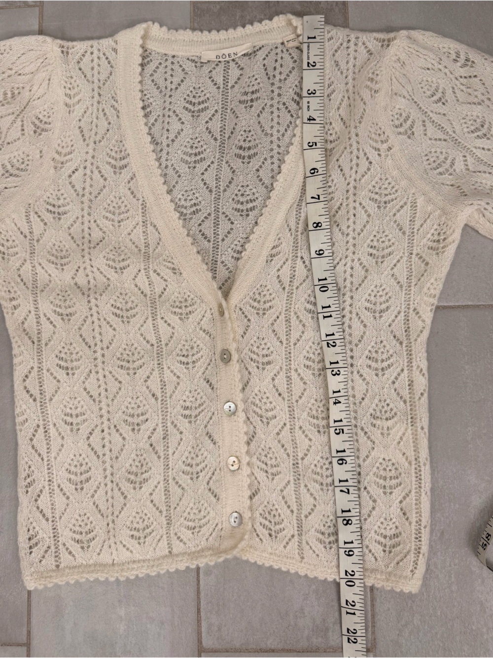 DOEN Chandel Alpaca Blend Cardigan Jasmine Flower Cream Size Medium - Picture 15 of 15